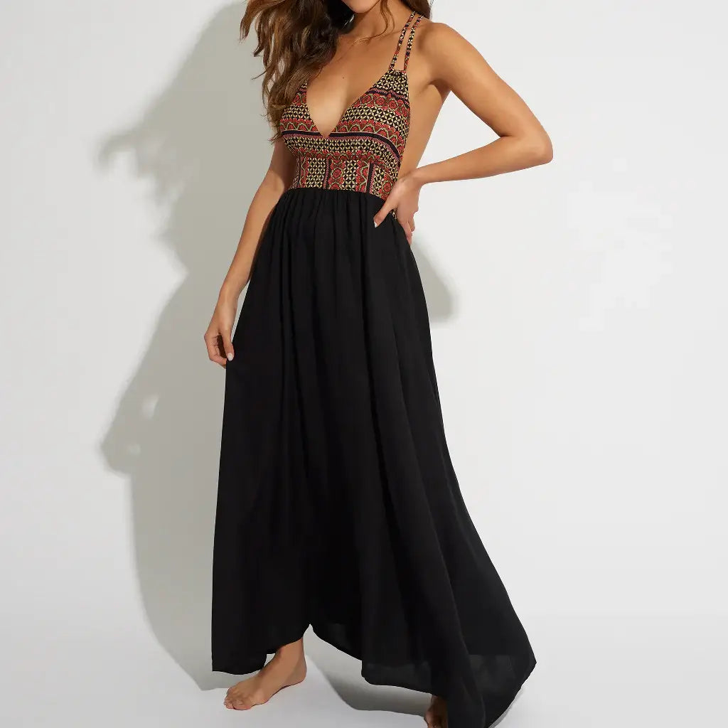 Vestido largo Selmark BK195 M Negro