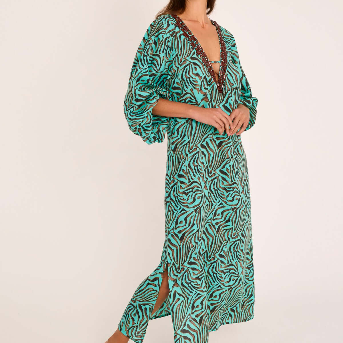 Vestido bluson Selmark BN798 Turquesa