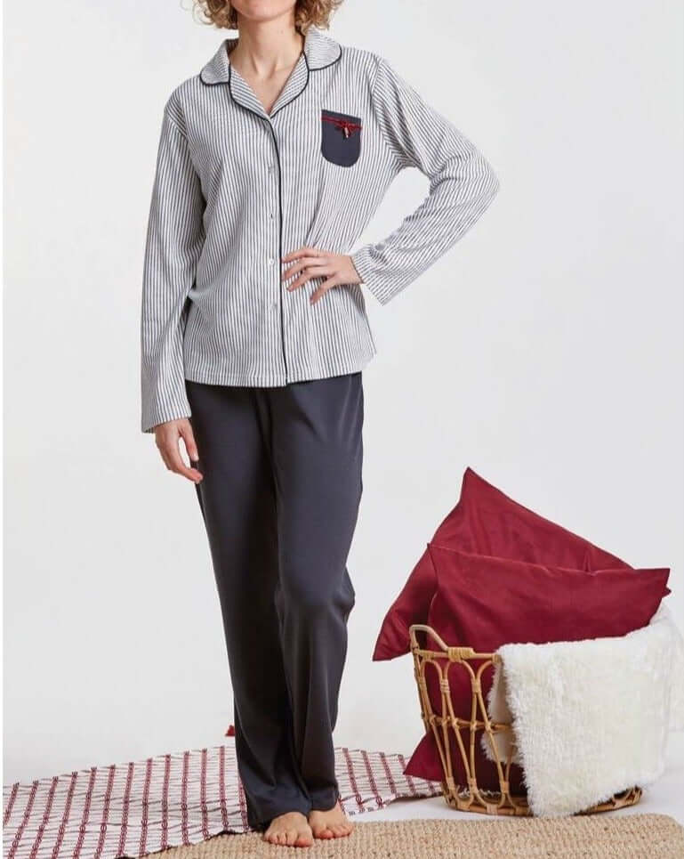 Pijamas mujer CUE 27188 Gris claro ⭐⭐✩✩✩