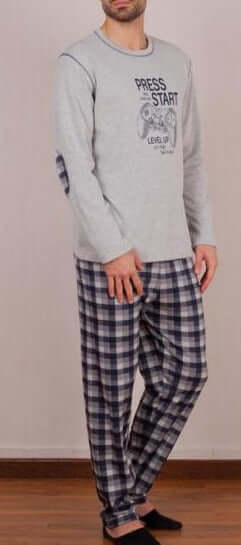 Pijamas hombre Rachas & Abreu 21453 Gris claro ⭐⭐⭐✩✩