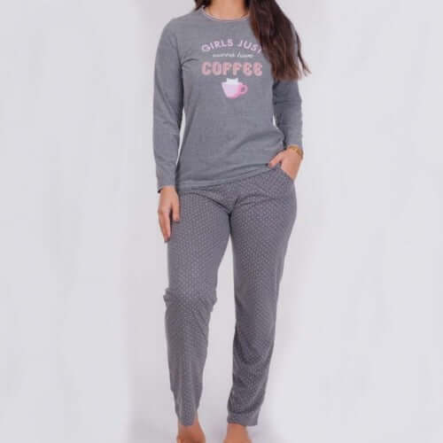 Pijama mujer Rachas & Abreu 22372 Gris oscuro ⭐⭐⭐✩✩