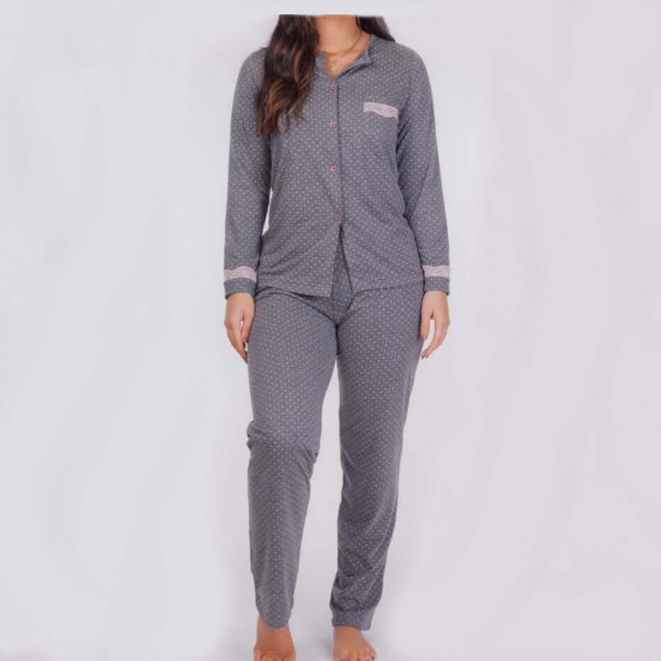 Pijamas mujer Rachas & Abreu 22373 Gris oscuro ⭐⭐⭐✩✩
