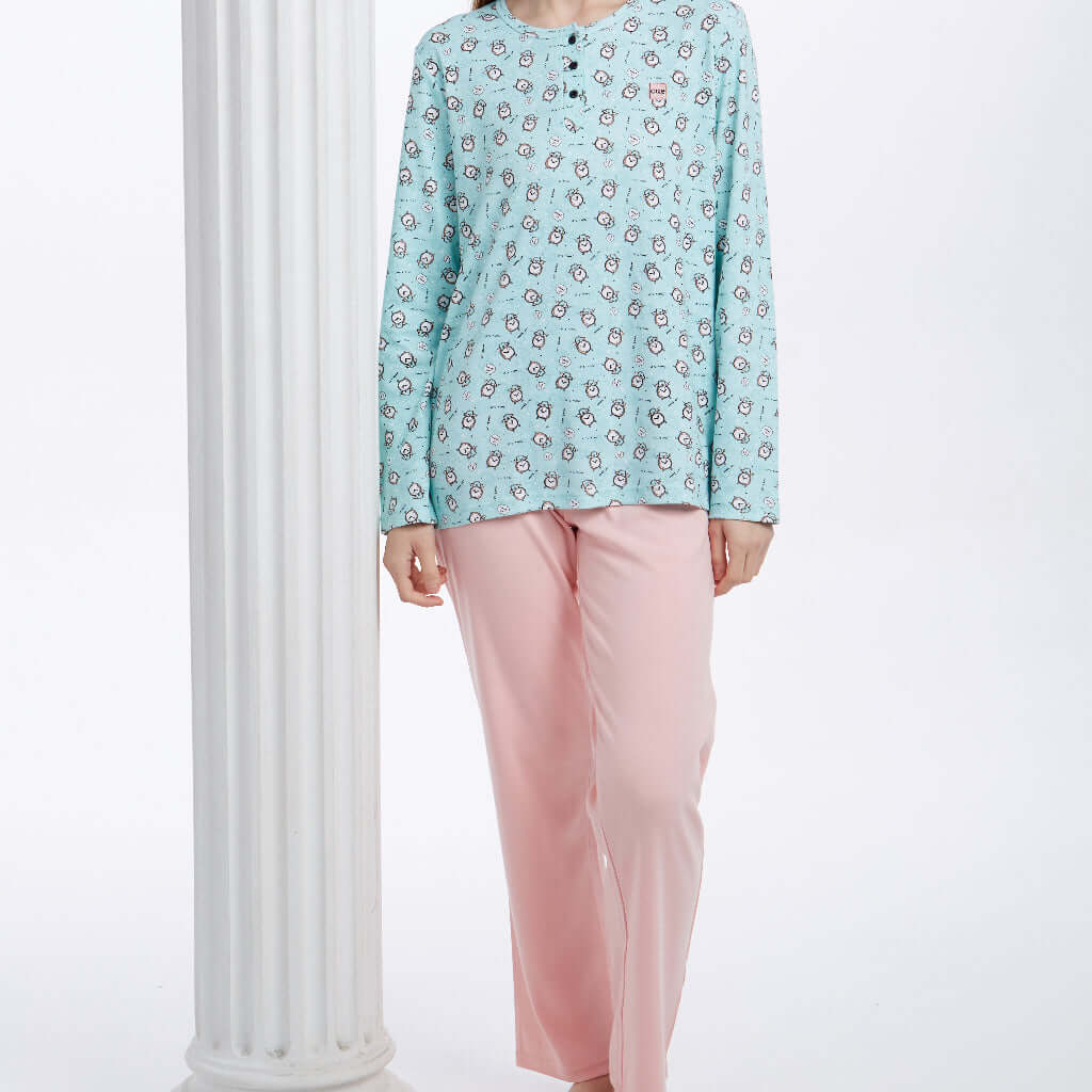 Pijamas mujer CUE 31113 S Azul celeste ⭐⭐⭐✩✩