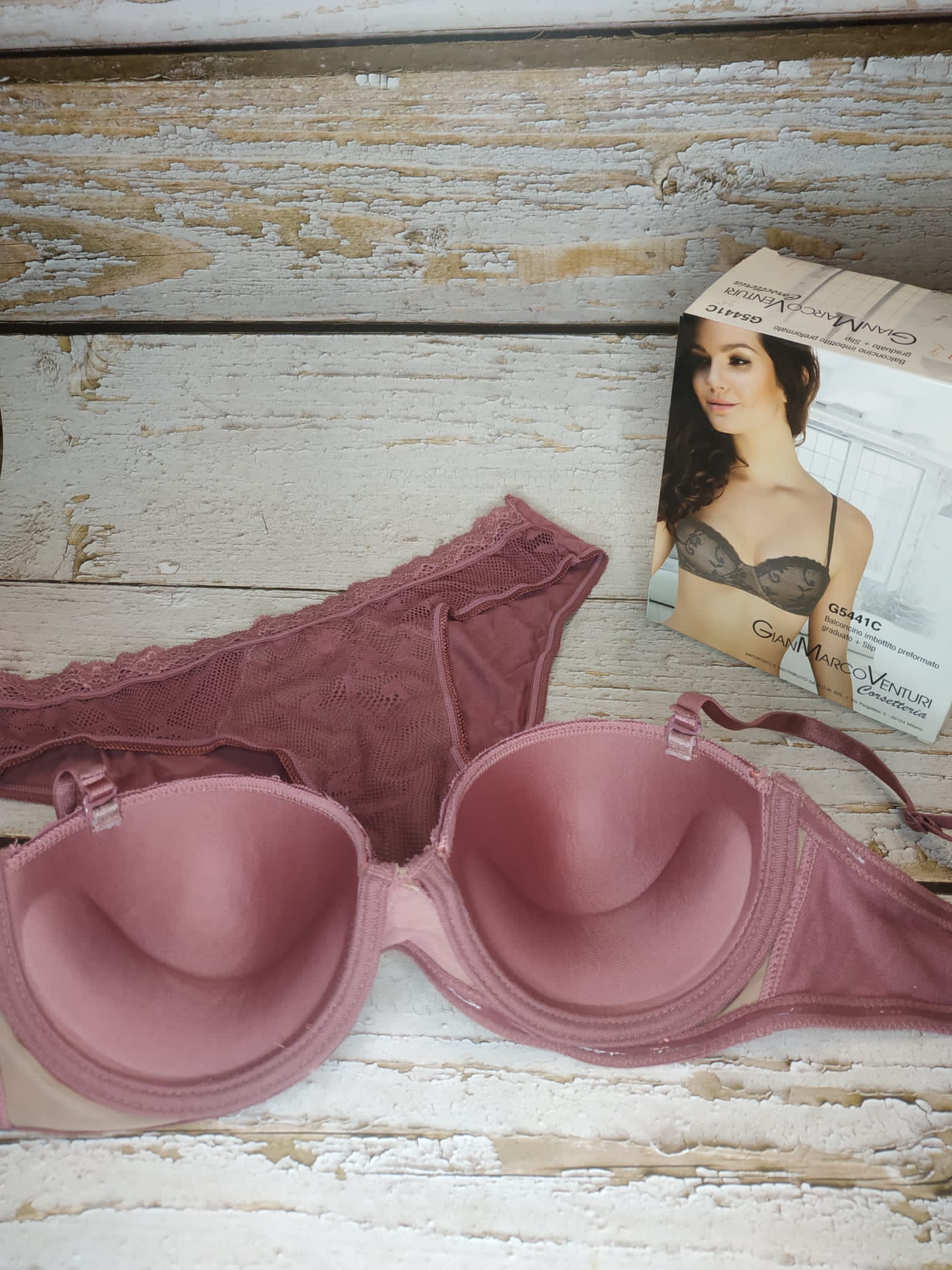 Conjunto sujetador push up y braga bikini Gian marco Venturi 5441 Mosto