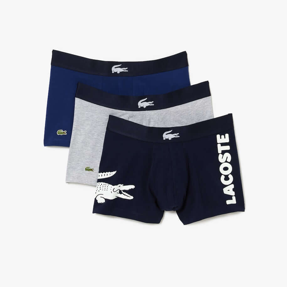Calzoncillos boxer Lacoste 5H1803 pack 3 unidades Pack azul eléctrico gris y azul marino