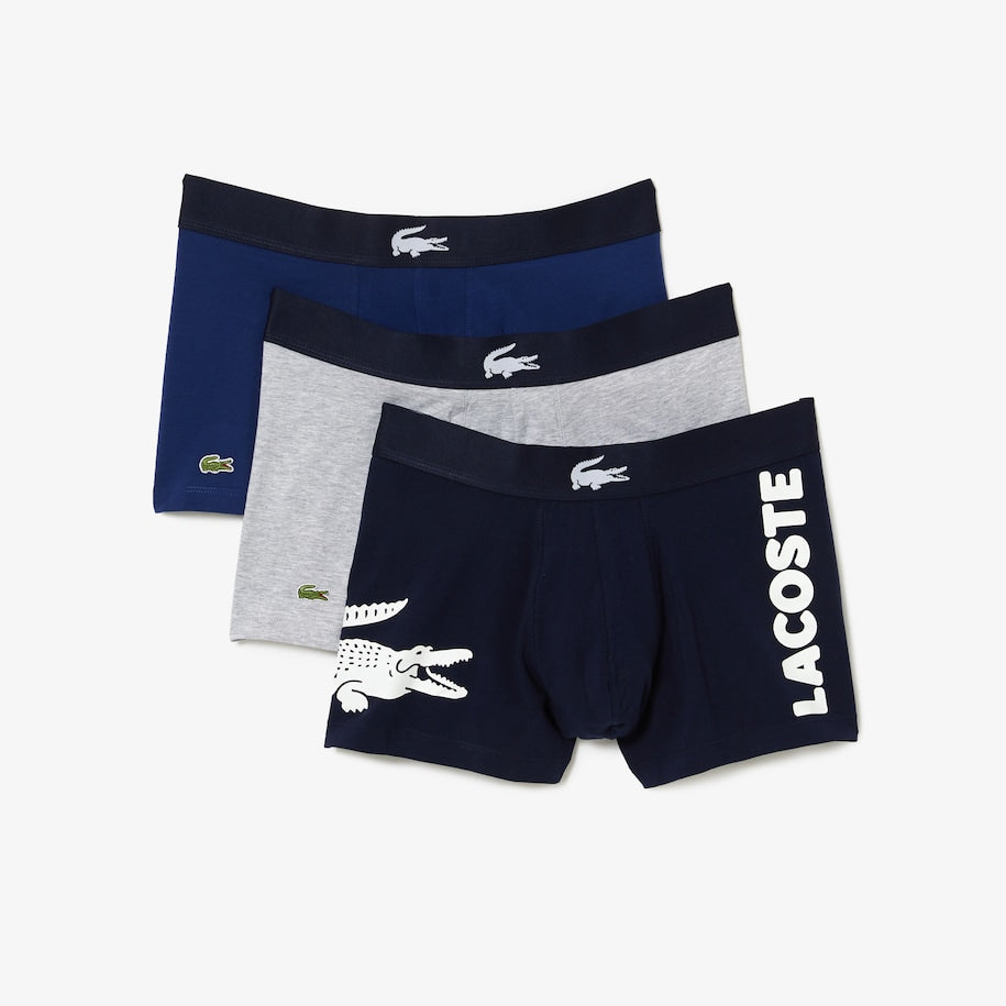 Calzoncillos boxer Lacoste 5H1803 pack 3 unidades Pack azul eléctrico gris y azul marino