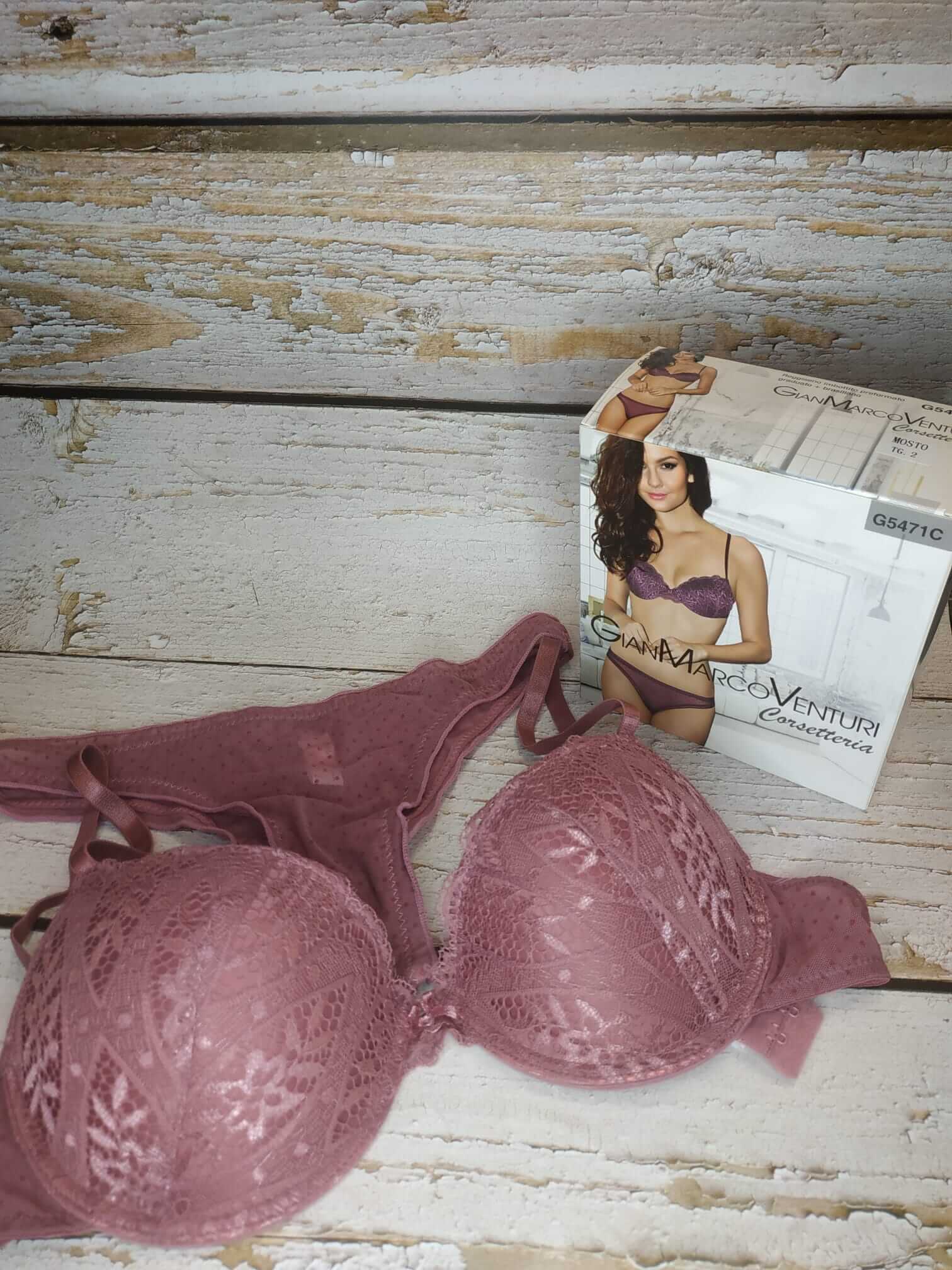 Conjunto sujetador Push up y braga bikini Gian marco Venturi 5471 Mosto