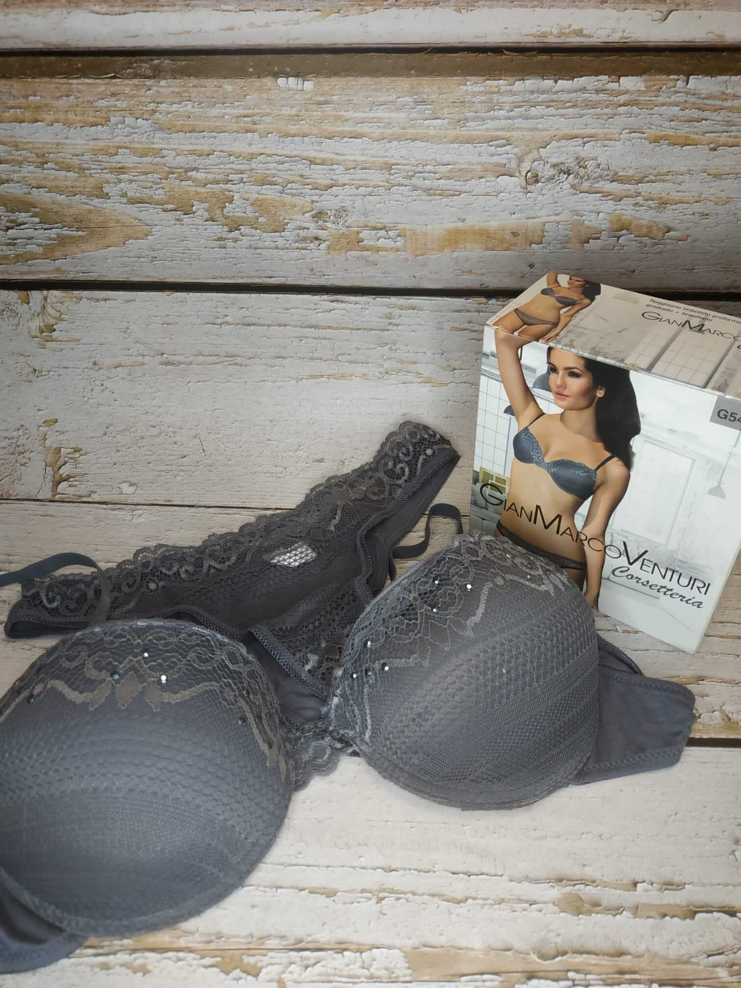 Conjunto sujetador Push up y braga bikini Gianmarco Venturi 5461 Gris