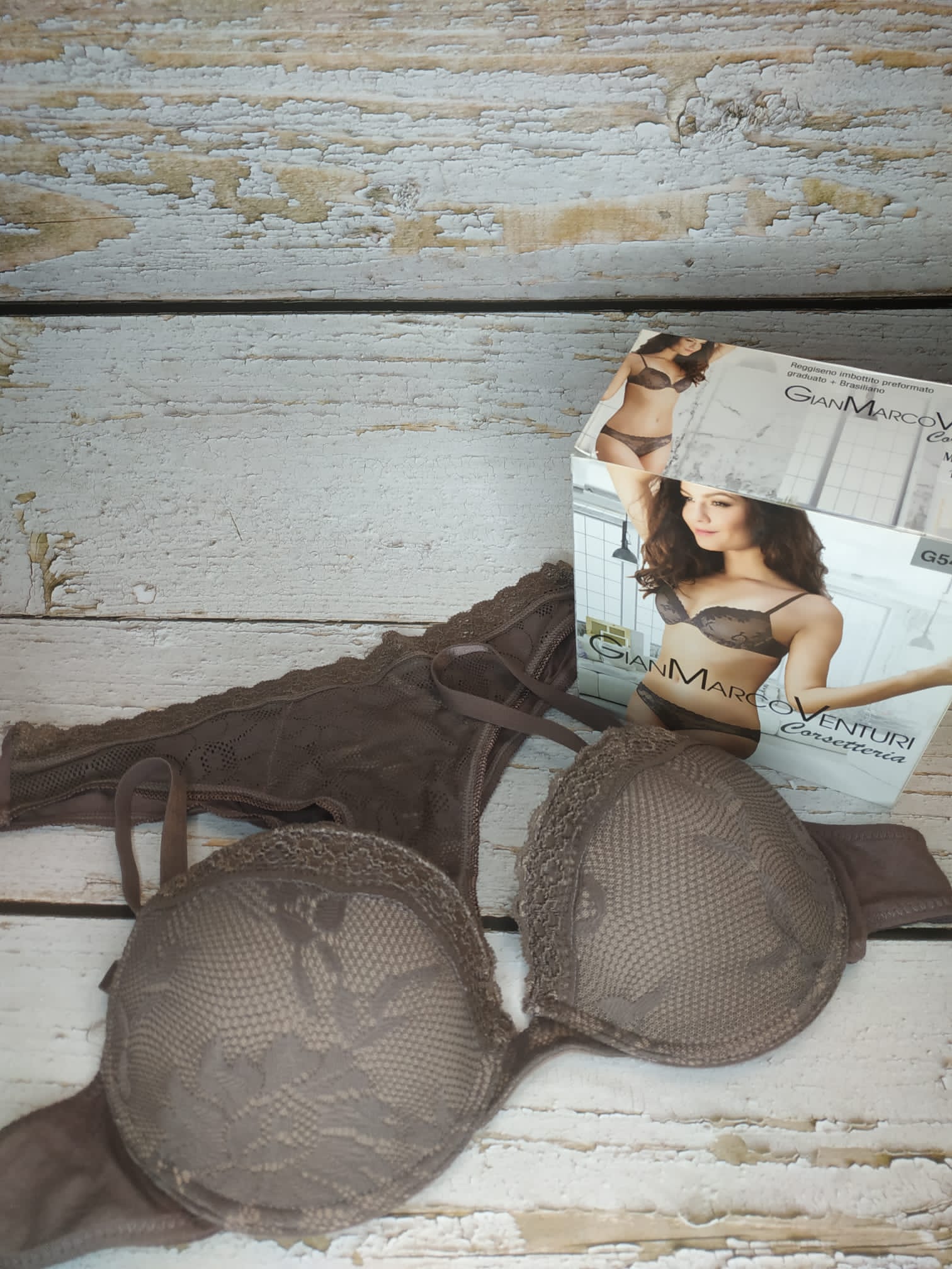 Conjunto sujetador push up y braga bikini Gian marco Venturi 5441 Marron claro