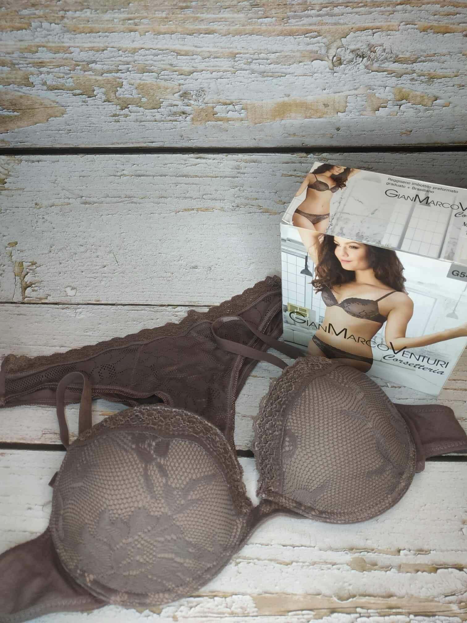 Conjunto sujetador push up y braga bikini Gian marco Venturi 5441 Marron claro