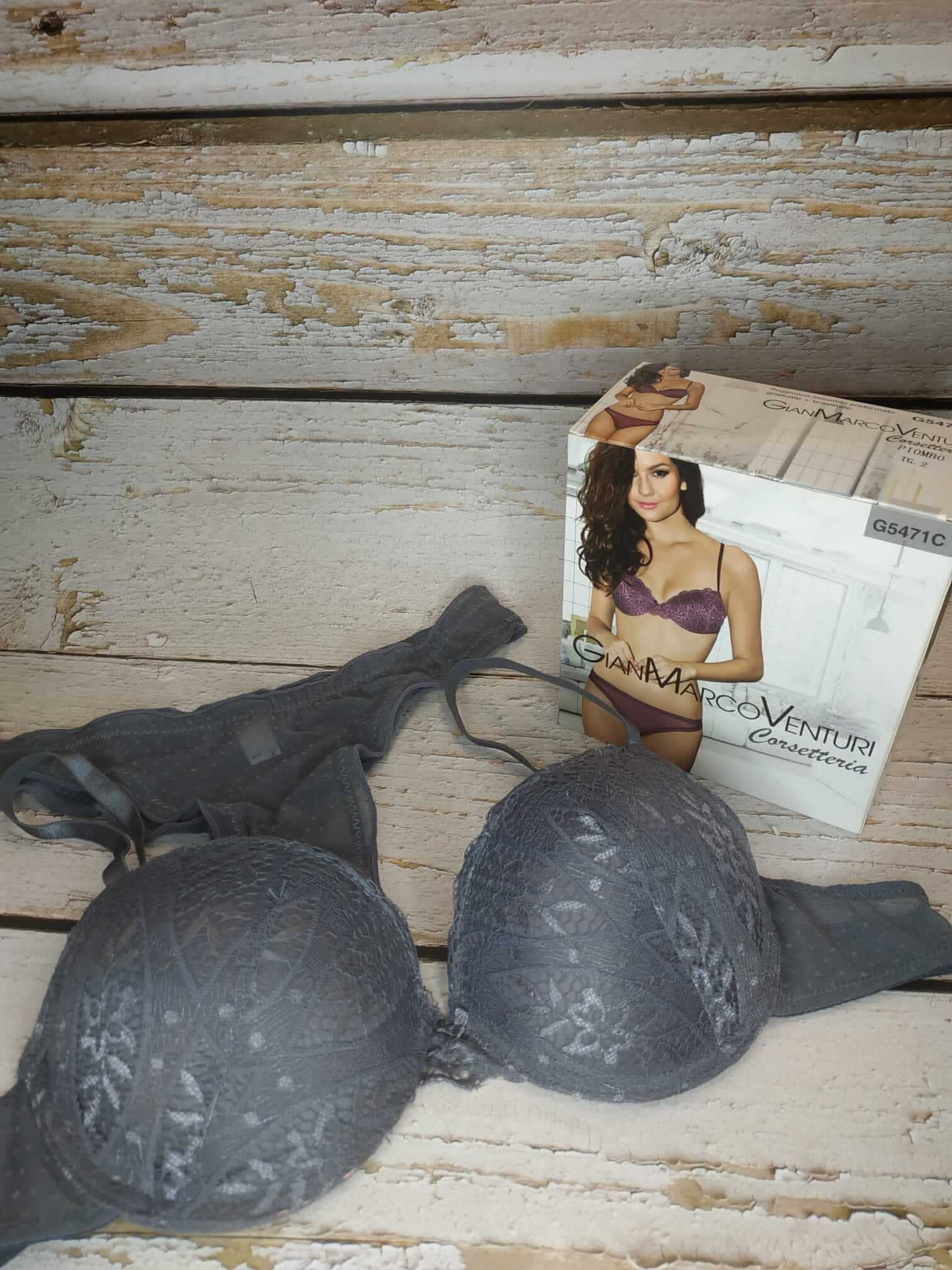 Conjunto sujetador Push up y braga bikini Gian marco Venturi 5471 Gris