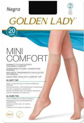Calcetines media mujer Mini Comfort 20 DEN 2 pares Golden Lady (1PCT) Negro