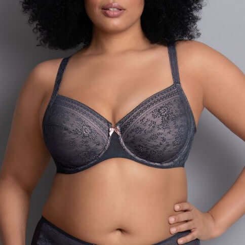 Sujetador Rosa Faia con aros 5653 Fleur copas grandes Antracita