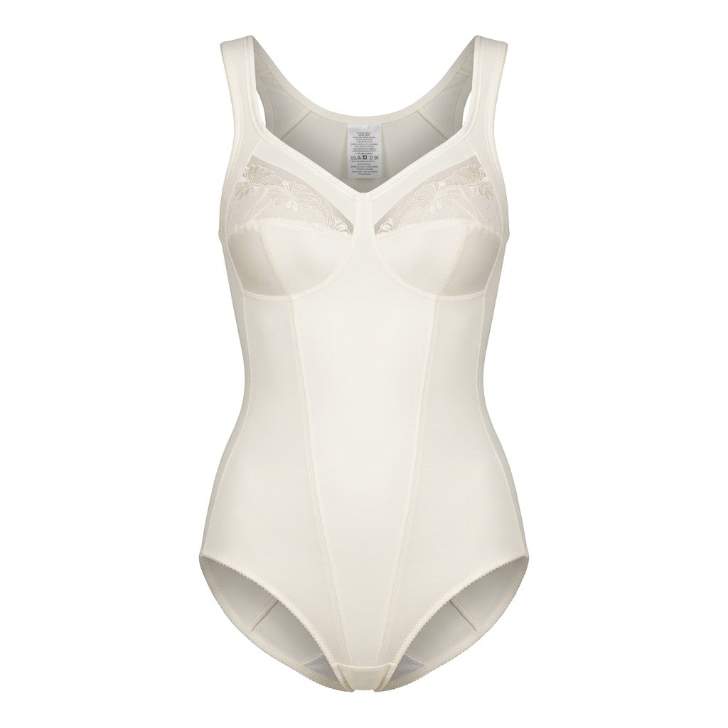 Body de Alivio Safina Anita 3448 en color crema, con detalles de encaje para soporte y elegancia.