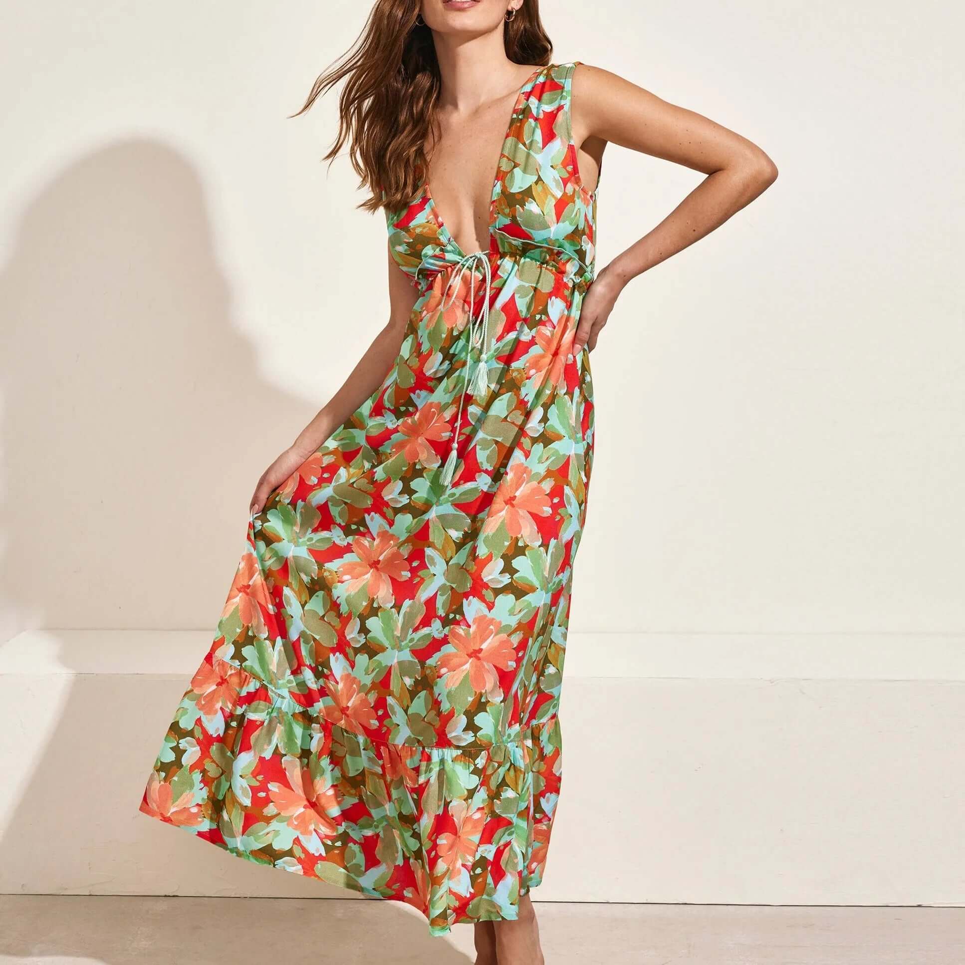 Vestido largo Selmark BM896 Turquesa