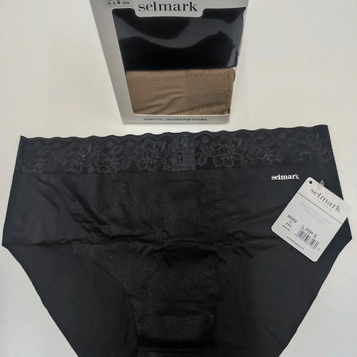 Pack 2 unidades Bragas bikini ultra invisible Selmark 00252 Negro-Tierra