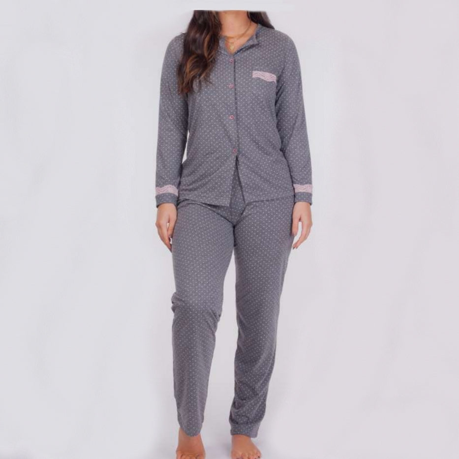 Pijamas mujer Rachas & Abreu 22373 Gris oscuro ⭐⭐⭐✩✩